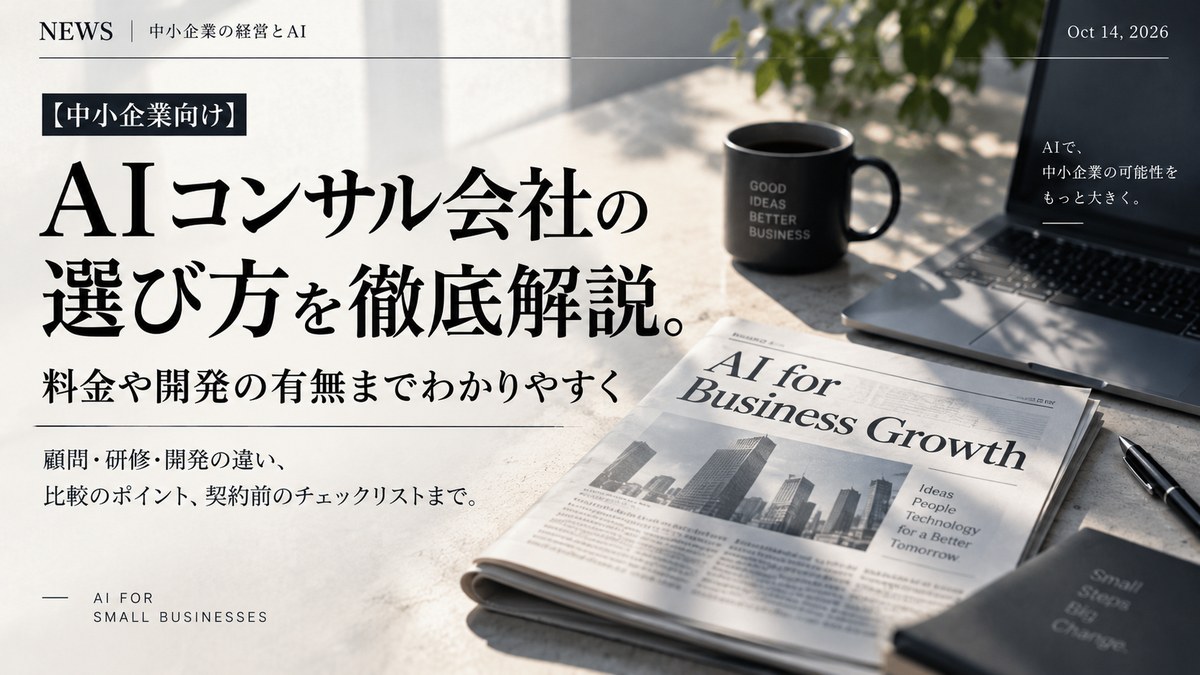 【中小企業向け】AIコンサル会社の選び方を徹底解説。料金や開発の有無までわかりやすく
